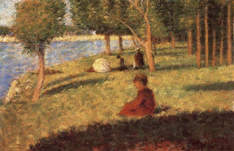 Georges Seurat The Person sat on the Lawn china oil painting image
